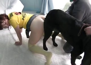 Sensual Asian sweetheart likes dog semen